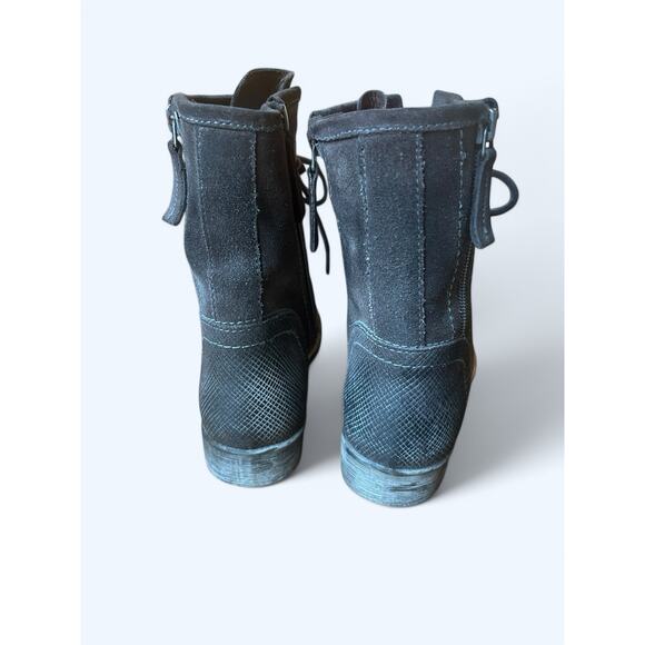 NEW ROAN Affair P Suede Leather Lace-up Combat Moto Boots Gray size 6 Edgy Boho - Picture 3 of 9